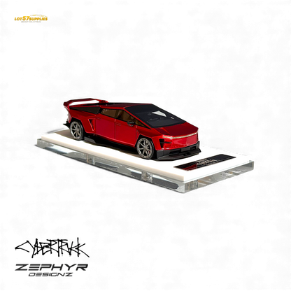 404ERROR Tesla Cybertruck Custom Widebody Lowered - Metallic Red 1:64