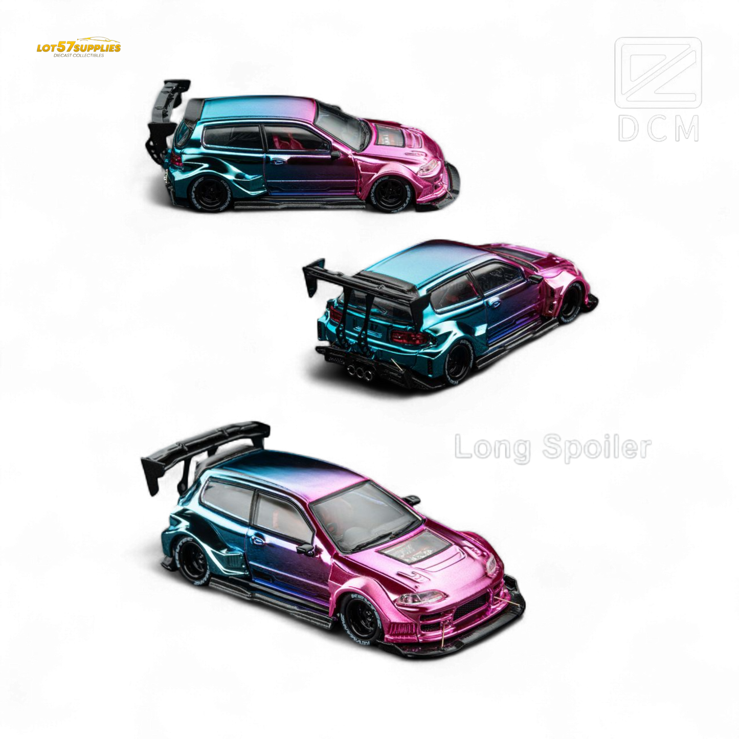 DCM Kevmannz 1996 EG6 Hatchback Wide Body - Dazzling Colorful Long Spoiler 1:64