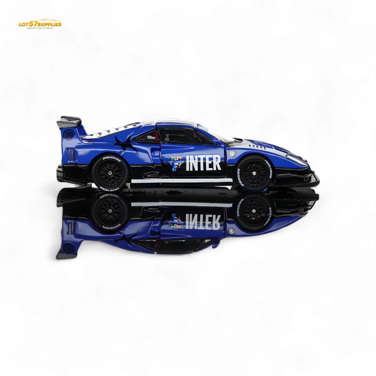 Demon King Auto F40 LB-Works Wide-Body Gull Wing Gate Modified - Inter Milan Livery 1:64