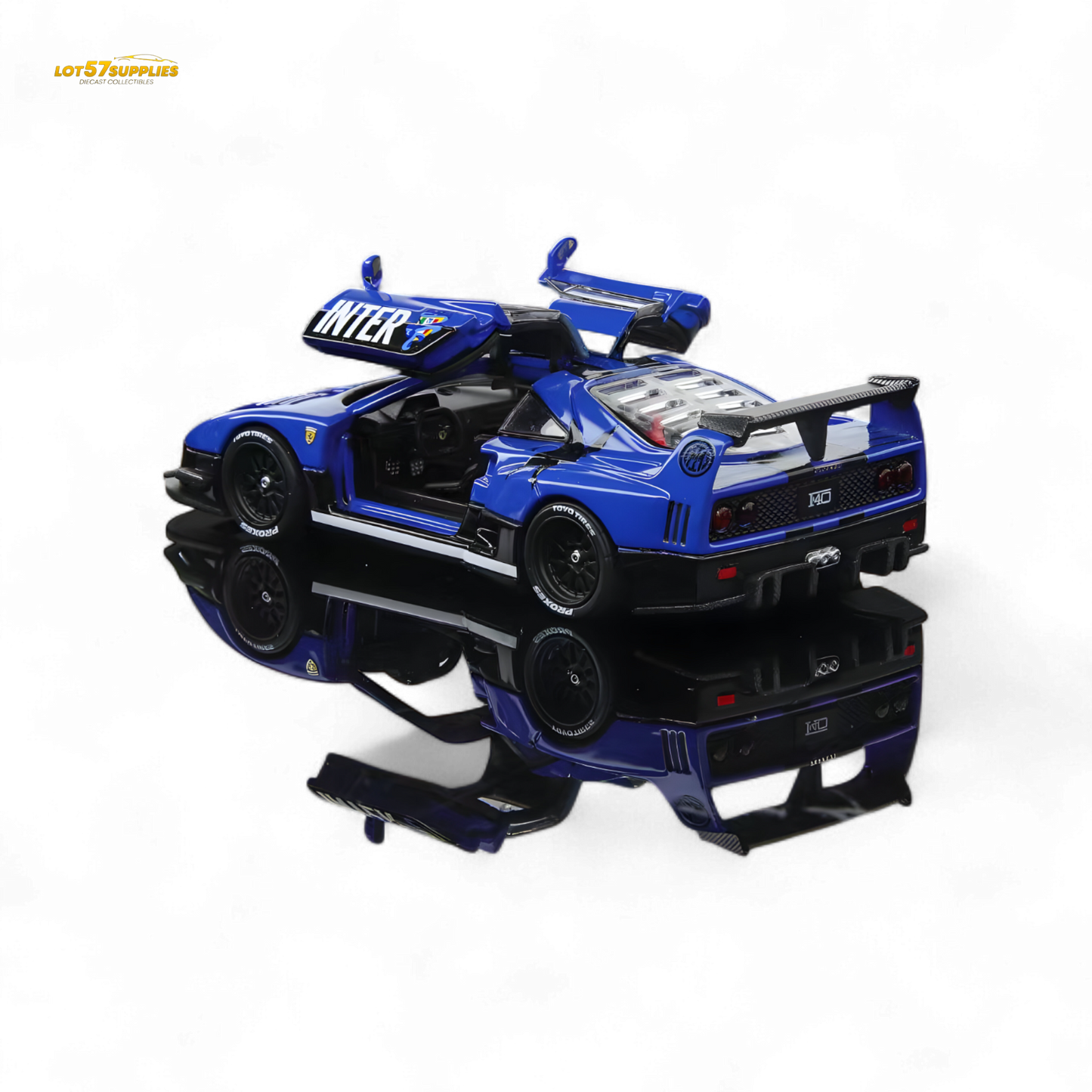 Demon King Auto F40 LB-Works Wide-Body Gull Wing Gate Modified - Inter Milan Livery 1:64