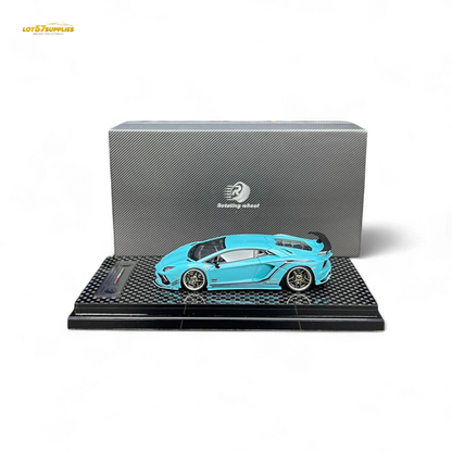Rotating Wheel Lamborghini Aventador S Pearl Blue 1:64