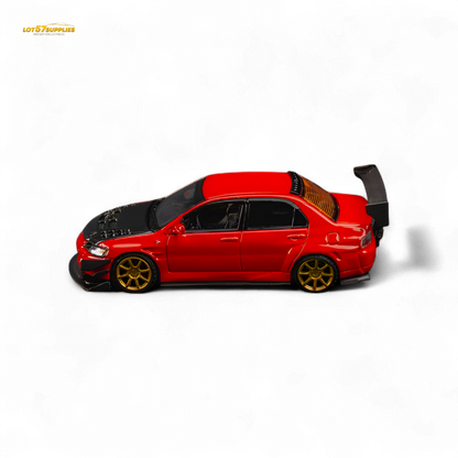 FindClassically Mitsubishi Lancer 9th Gen Red Carbon Hood 1:64