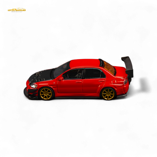 FindClassically Mitsubishi Lancer 9th Gen Red Carbon Hood 1:64