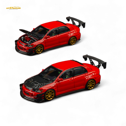 FindClassically Mitsubishi Lancer 9th Gen Red Carbon Hood 1:64