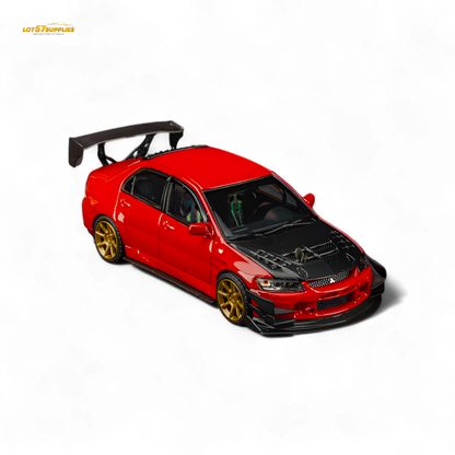 FindClassically Mitsubishi Lancer 9th Gen Red Carbon Hood 1:64
