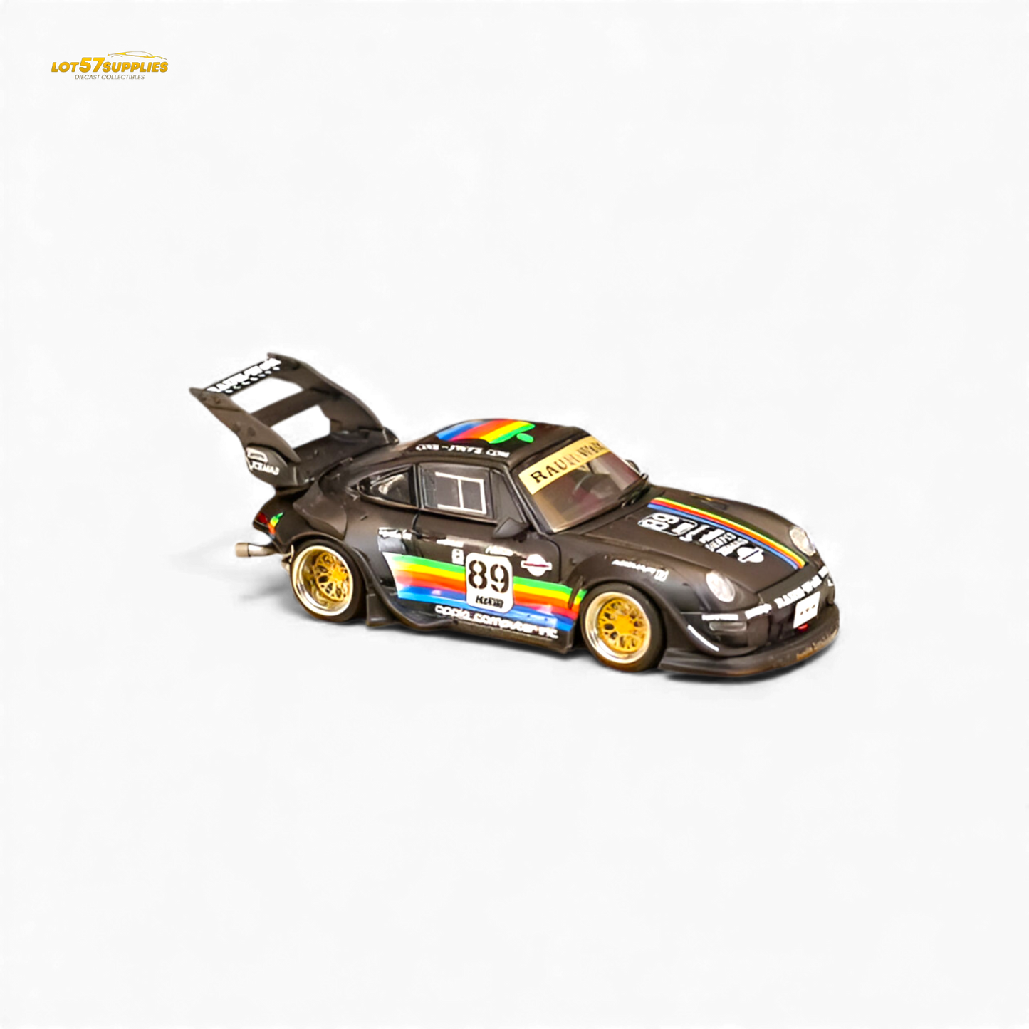 (Pre-Order) Street Weapon RWB 993 - Matte Black Apple Livery - High Tail 1:64