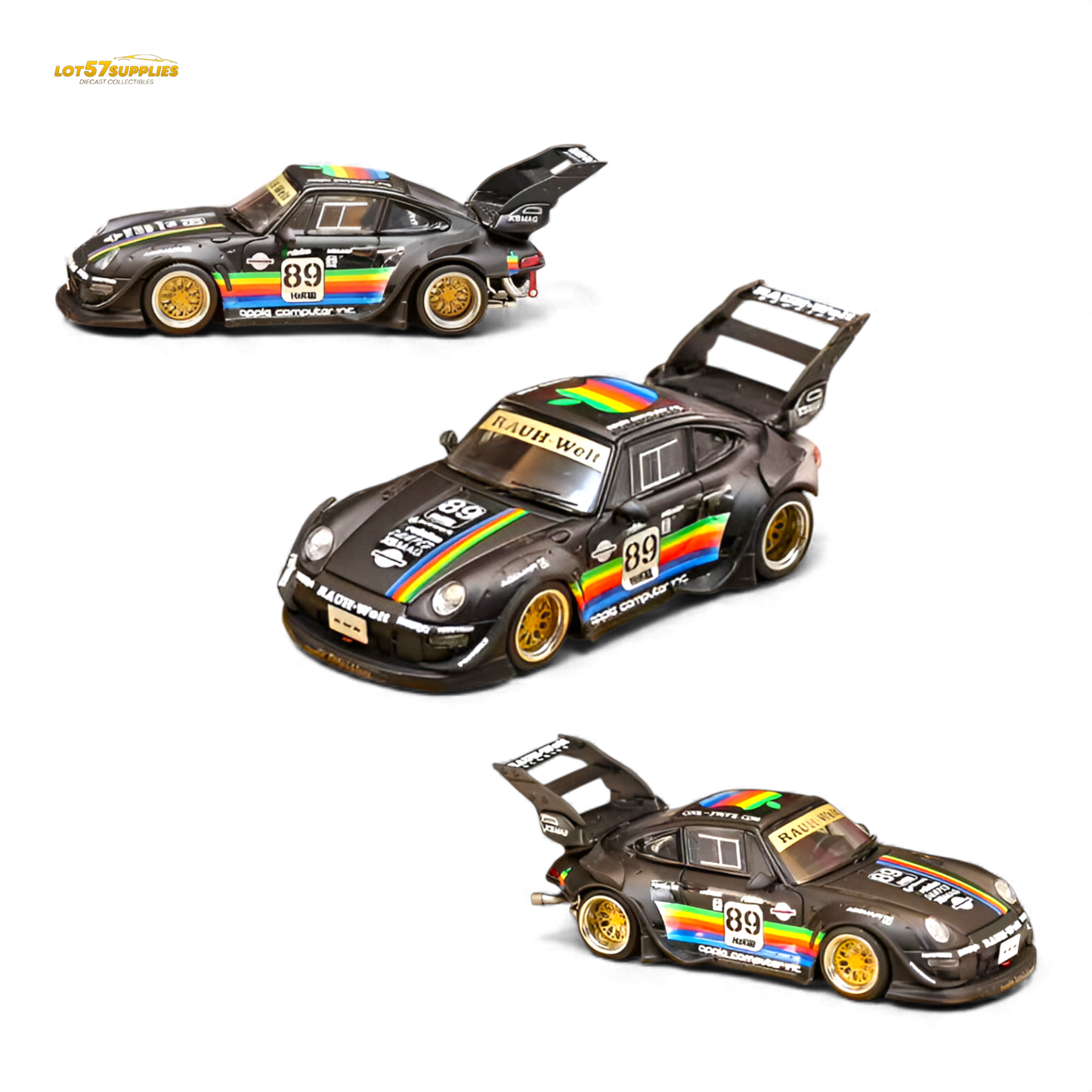 (Pre-Order) Street Weapon RWB 993 - Matte Black Apple Livery - High Tail 1:64