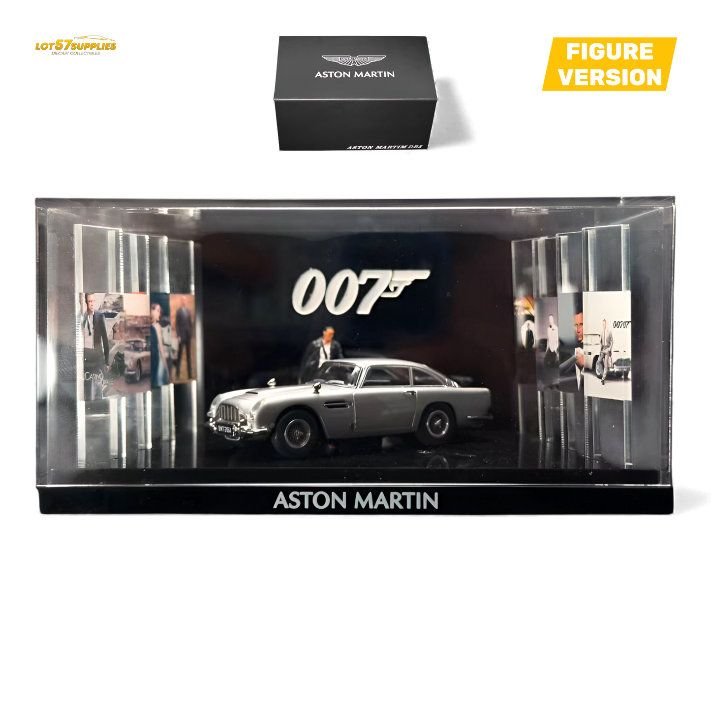 (Pre-Order) Aston Martin DB5 High Gloss Silver Figurine Ver 1:64