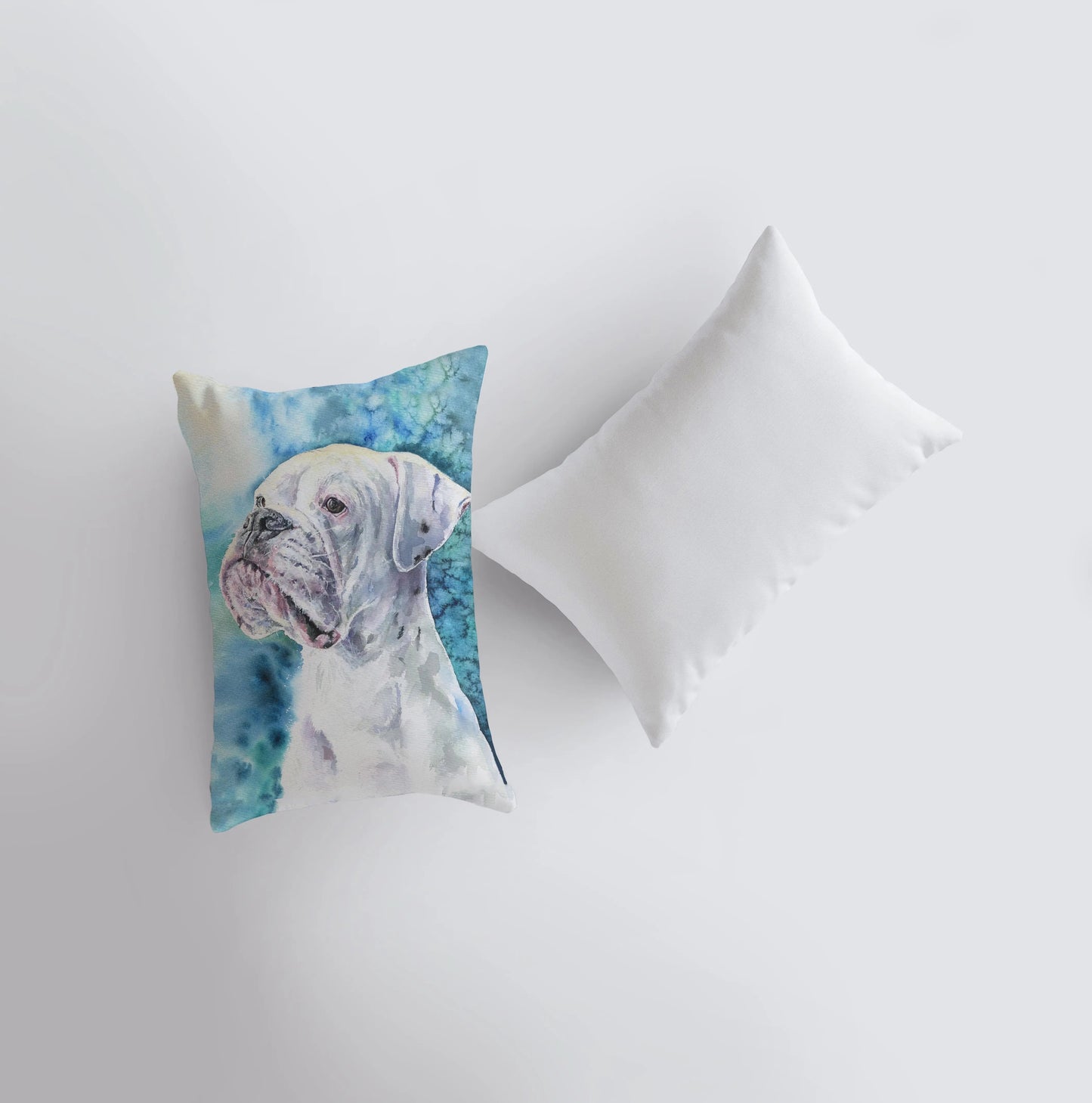 White Boxer | Watercolor Boxer | 12x18 | Pillow Cover |  Home Decor | Custom Dog Pillow | Boxer Mom  | Dog Lover Gift | Dog Mom Gift by UniikPillows