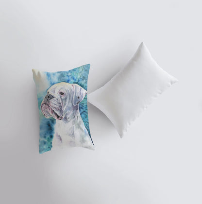 White Boxer | Watercolor Boxer | 12x18 | Pillow Cover |  Home Decor | Custom Dog Pillow | Boxer Mom  | Dog Lover Gift | Dog Mom Gift by UniikPillows