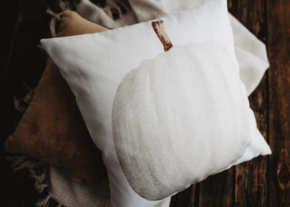 White Straight Stem Pumpkin Pillow Cover |   Primitive Farmhouse Decor | Farmhouse Pillows | Country Decor | Fall Throw Pillows | Gift by UniikPillows