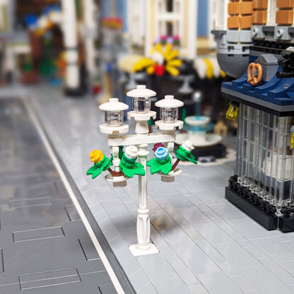 White City Lamppost with Two Hanging Flower Baskets Build Kit - Made Using LEGO® Parts
