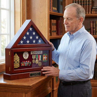 Flag and Pedestal Display Cases, Burial/Funeral Flag Display Case - 5' x 9.5' flag