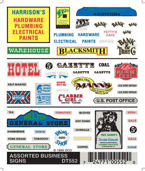 Woodland Scenics DT552 Assorted Business Signs Train Decal Sheet