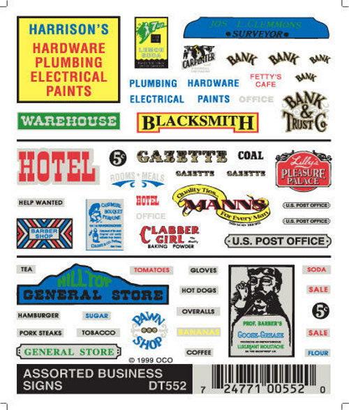 Woodland Scenics DT552 Assorted Business Signs Train Decal Sheet