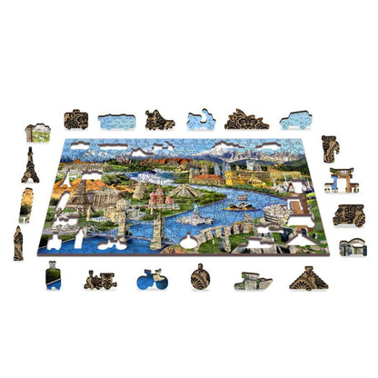 World Landmarks 300 Piece Wood Jigsaw Puzzle Wooden City