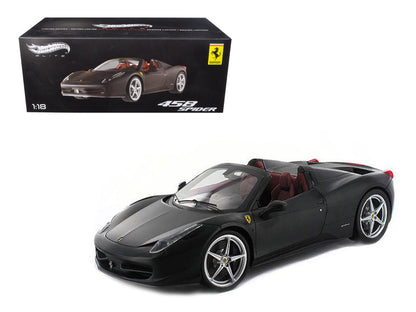 Ferrari 458 Italia Spider Matt Black Elite Edition 1/18 Diecast Car Model by Hot Wheels  free shipping USA