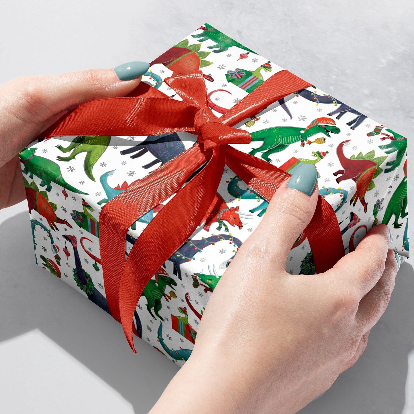 Decked Out Dinosaur Christmas Gift Wrap by Present Paper