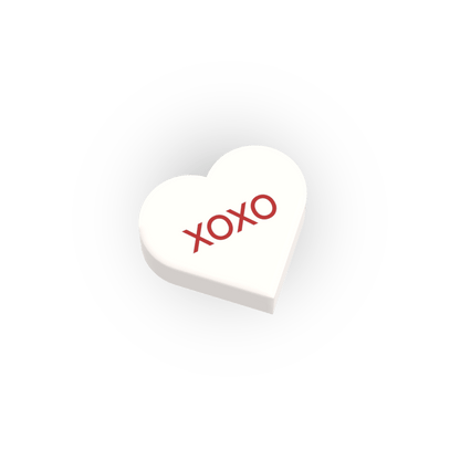 "XOXO" Conversation Candy Heart - Custom Printed 1x1 tile - Made Using a LEGO® Part