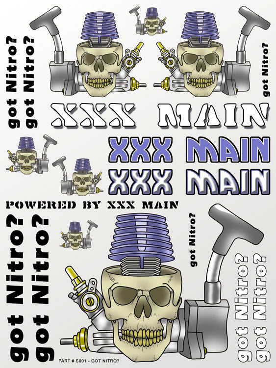 XXX Main XXXS001 Got Nitro? Sticker Sheet RC Decal