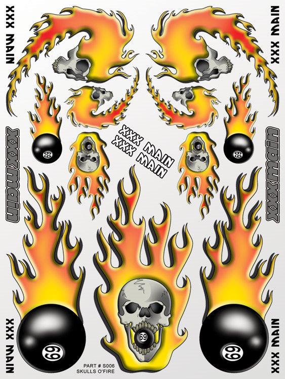 XXX Main XXXS006 Skulls O'Fire Sticker Sheet