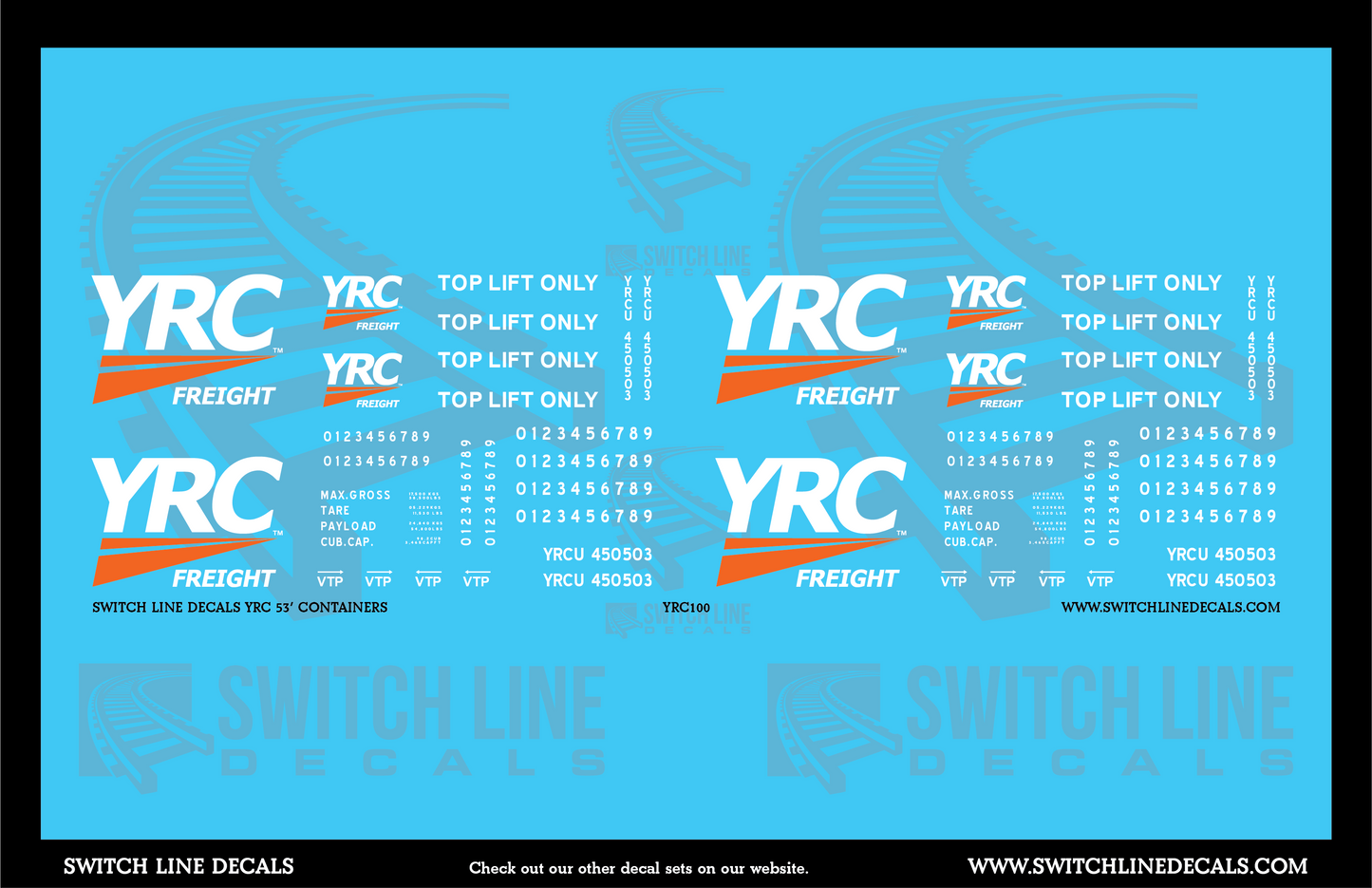 O Scale YRC 53' Container Decal Set
