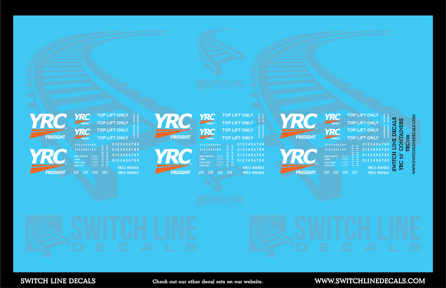 N Scale YRC 53' Container Decal Set