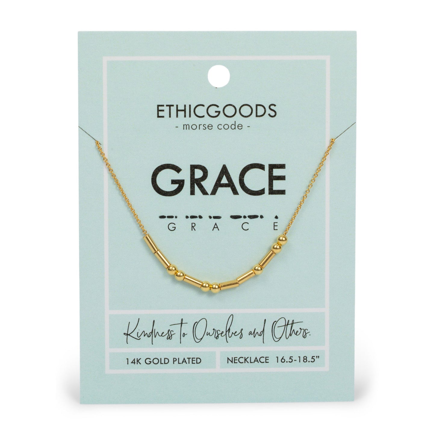 GRACE | Morse Code Classic Gold Beaded Necklace by ETHICGOODS