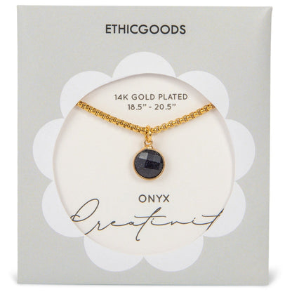 Black Agate Stone Pendant Classic Gold Necklace by ETHICGOODS