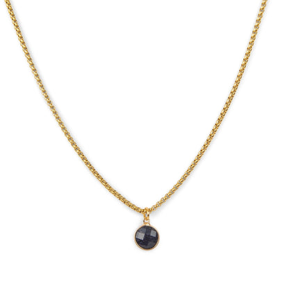 Black Agate Stone Pendant Classic Gold Necklace by ETHICGOODS