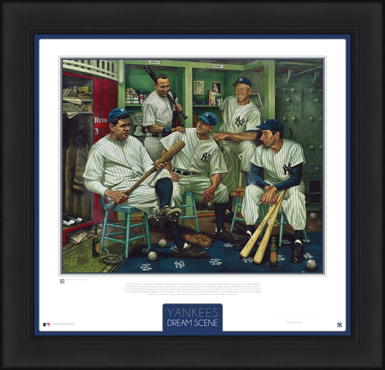 New York Yankees Dream Scene Framed and Matted Lithograph Artwork Print by Artist Jamie Cooper