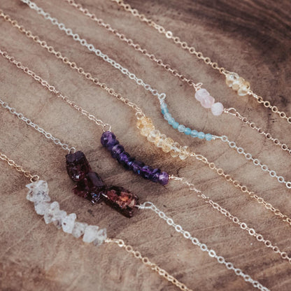 Yellow Citrine Beaded Bar Necklace by Salt and Sparkle