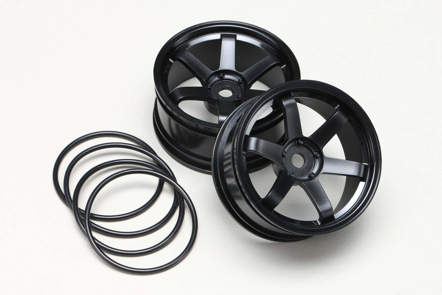 TW-5313B5 Yokomo 6 Spoke Drift Wheels (12mm Hex) (Black) (5mm Offset)