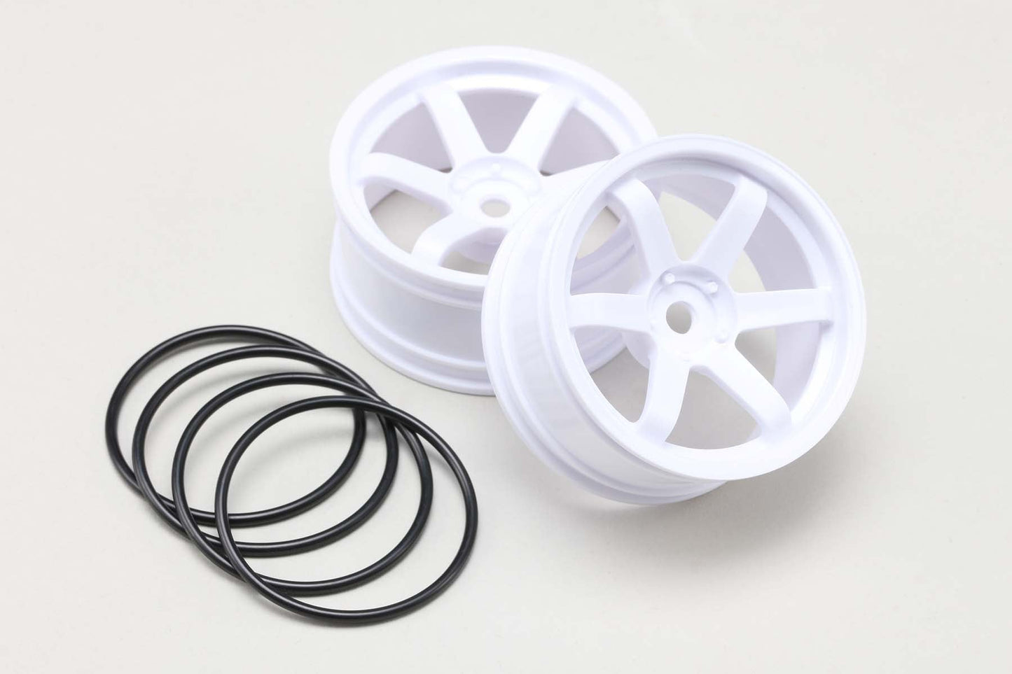 TW-5313W5 Yokomo 6 Spoke Drift Wheels (12mm Hex) (White) (5mm Offset)