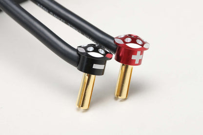 RP-121P4 Yokomo Aluminum Battery Plug Grips (Red/Black) w/4mm Bullet Plugs