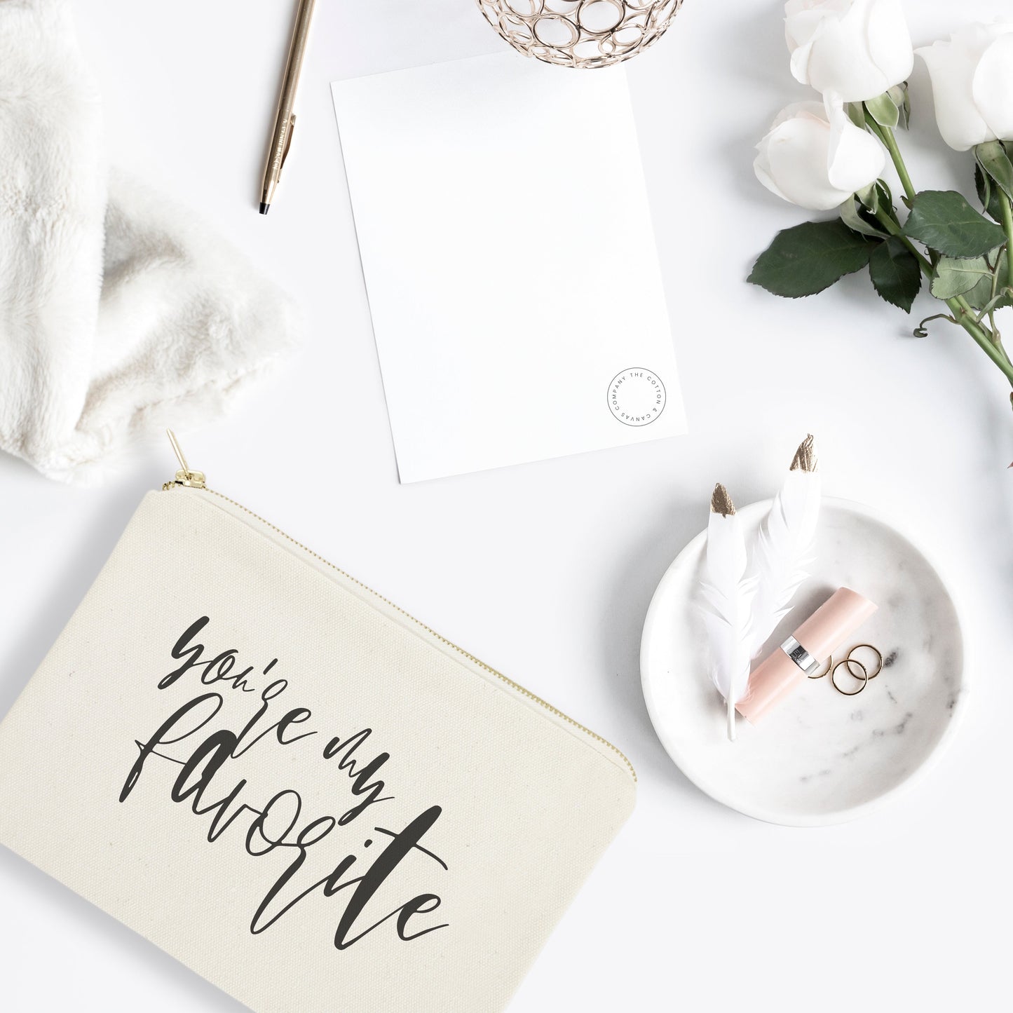 You're My Favorite Cotton Canvas Cosmetic Bag by The Cotton & Canvas Co.