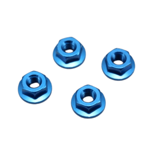 ZC-N4FBLA Yokomo M4 Aluminum Serrated Flanged Nut (Blue) (4)