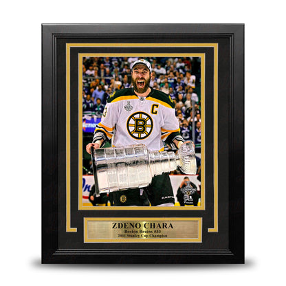 Zdeno Chara Hoists The Stanley Cup Boston Bruins 8" x 10" Framed Hockey Photo