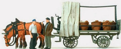 Preiser 30449 HO Scale Working People Farm Wagon w/Vegetable Baskets