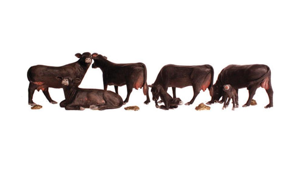Woodland Scenics A2217 N Train Figures Black Angus Cows