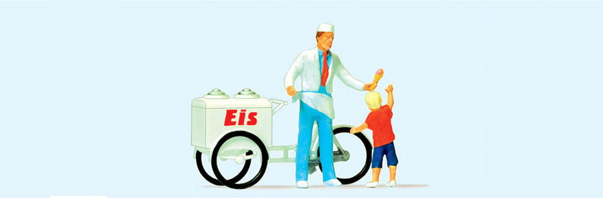 Preiser 28126 HO Scale Ice Cream Man & Child Figures