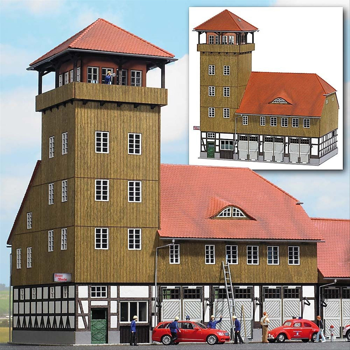 Busch 1450 HO Scale Schwenningen Firehouse Laser-Cut Kit