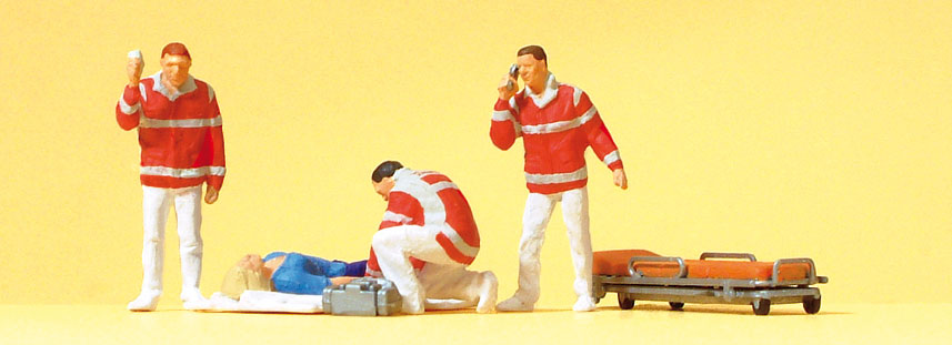 Preiser 10543 HO Scale Paramedics with Injured Person Figures