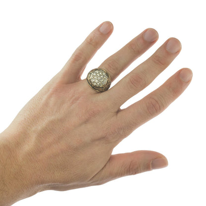 Vintage Men's Ring Clear Austrian Crystals 18k White or Yellow Gold Electroplated Made in USA by PVD Vintage Jewelry