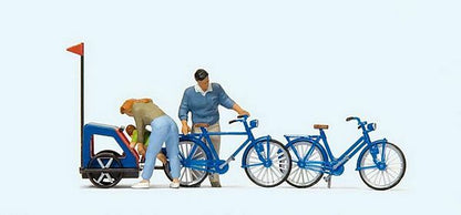 Preiser 10635 HO Scale Family Getting Ready for Bicycle Ride Mother