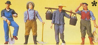 Preiser 65343 O Scale Working People pkg(4) US Railway Workers Steam