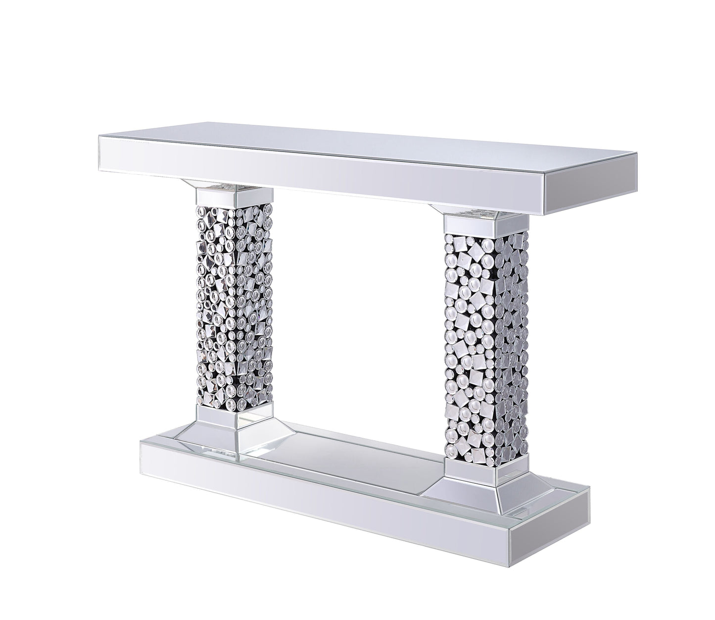 Lachina - Glam Mirrored Faux Gems Console Table - Silver by Couch.com