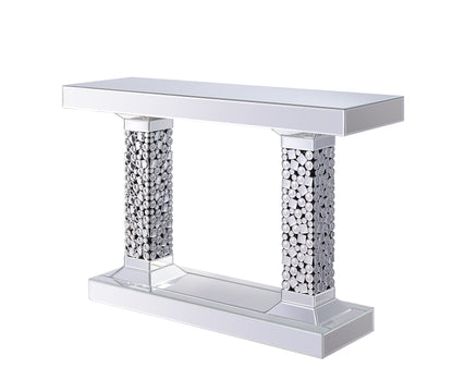 Lachina - Glam Mirrored Faux Gems Console Table - Silver by Couch.com