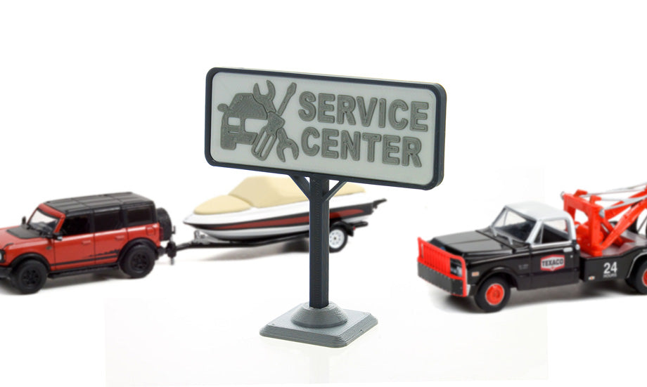 3D To Scale 64-610-BL 1/64 – Service Center Sign Blue Dual-Sided Model