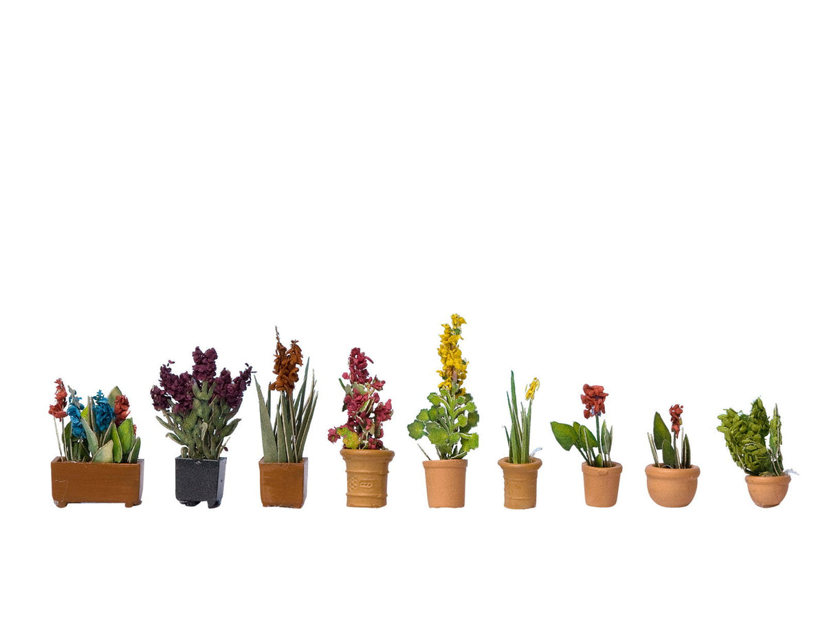 Noch 14012 HO Ornamental Plants in Pots #2, Pkg. of 9